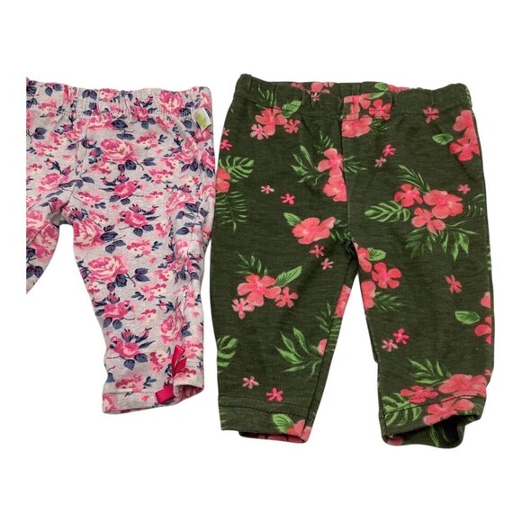 2pcs Baby Girl Floral Pants Size 0-3M Elastic Waist Comfort Multicolor - Picture 11 of 12
